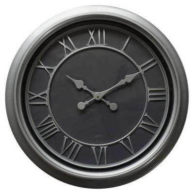 B&Q -  Bloomsbury Wall Clock Silver (One Size)