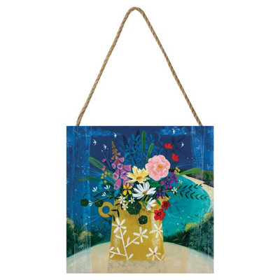  - Julia Crossland Summer Posy Wooden Block Multicoloured (20Cm X 20Cm X 2.7Cm)