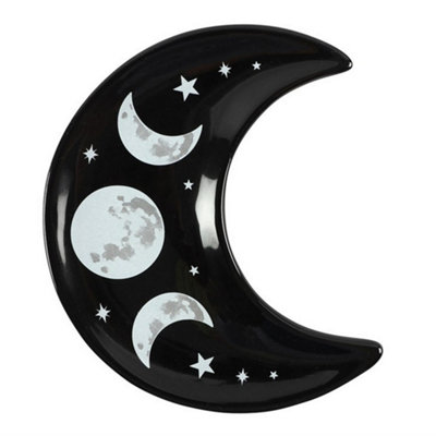 B&Q -  Crescent Moon Trinket Dish Black/white (One Size)