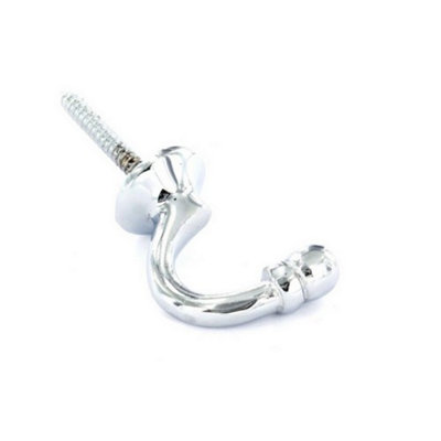 B&Q Securit Ball End Chrome Hook (Pack Of 2) (40Mm) Silver