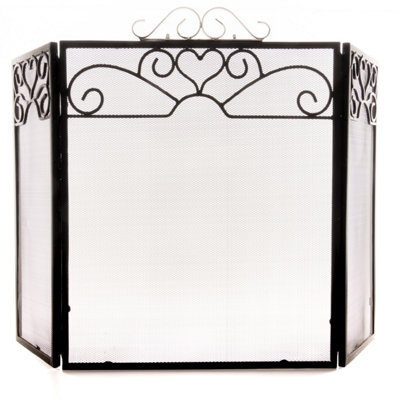 Hill Interiors Black/Silver Chrome Topped Fire Screen - 65Cm X 23Cm X 98Cm - Image 3
