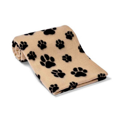 Brand Lab Paw Print Polar Fleece Dog Blanket Light Brown (150Cm X 100Cm) from B&Q
