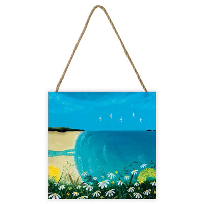  - Julia Crossland Wooden Block Blue/green/beige (20Cm X 20Cm X 2.7Cm)