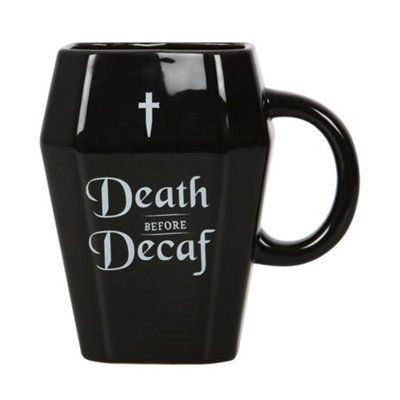 Something Different Death Before Decaf Coffin Mug Black (One Size) from B&Q