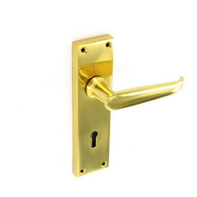 Securit Victorian Lock Handle (Pack Of 2) Br (155mm) from B&Q