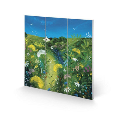  - Julia Crossland Meadow Cottage Square Wood Plaque Multicoloured (30Cm X 30Cm)