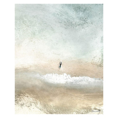  - Dan Hobday Lone Surfer Canvas Print Grey/brown (40Cm X 30Cm)