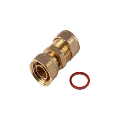 Oracstar Pf15 Compression Straight Coupler Br (15mm X 0.5In) from B&Q