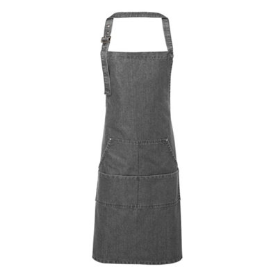  - Premier Unisex Adult Colours Pocket Full Apron Grey Denim (One Size)