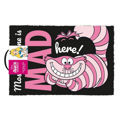  - Alice In Wonderland Were All Mad Here Door Mat Pink/white/black (40Cm X 60Cm)