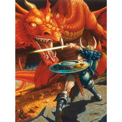 Dungeons & Dragons Warrior Red Dragon Framed Canvas Print Orange (80Cm X 60Cm) from B&Q
