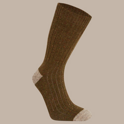 B&Q -  Torver Walking Sock Dark Moss  Beige Uk3-5