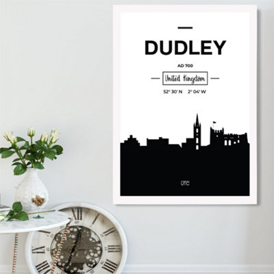 Artze Wall Art Dudley Black And White City Skyline Framed Print Size: A2 With White Frame from B&Q
