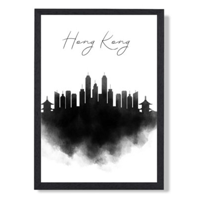 Artze Wall Art Hong Kong Watercolour Skyline City Art Print With Black Frame Size: A4 from B&Q