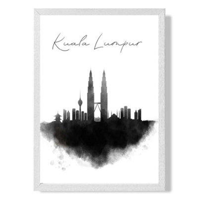 Artze Wall Art Kuala Lumpur Watercolour Skyline City Poster With Hanger / 33Cm / White