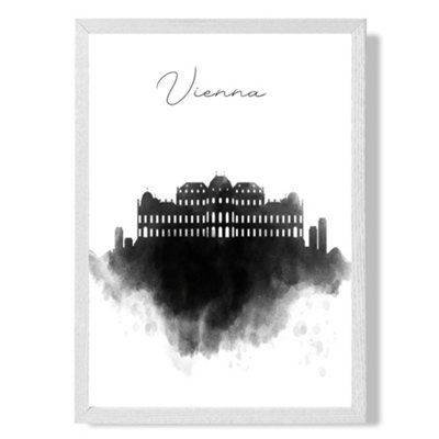 Artze Wall Art Vienna Watercolour Skyline City Art Print With White Frame Size: A4 from B&Q