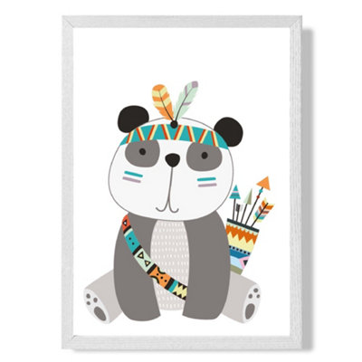 Artze Wall Art Panda Tribal Animal Art Print With White Frame Size: A4 from B&Q