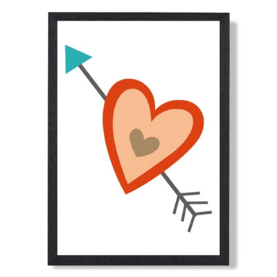 Artze Wall Art Tribal Orange Heart And Arrow Art Print With Black Frame Size: A4 from B&Q