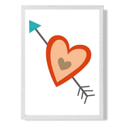 Artze Wall Art Tribal Orange Heart And Arrow Art Print With White Frame Size: A4 from B&Q