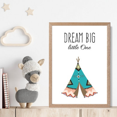 Artze Wall Art Dream Big Tribal Quote Framed Print Size: A4 With Oak Frame from B&Q