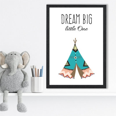 Artze Wall Art Dream Big Tribal Quote Framed Print Size: A3 With Black Frame from B&Q