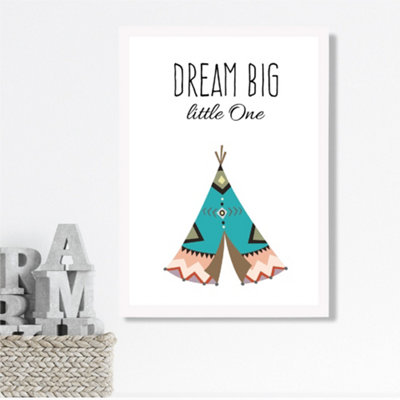 Artze Wall Art Dream Big Tribal Quote Framed Print Size: A3 With White Frame from B&Q