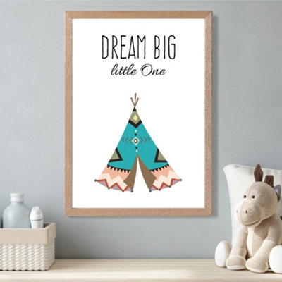Artze Wall Art Dream Big Tribal Quote Framed Print Size: A3 With Oak Frame from B&Q