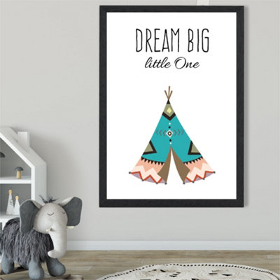 Artze Wall Art Dream Big Tribal Quote Framed Print Size: A2 With Black Frame from B&Q