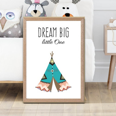Artze Wall Art Dream Big Tribal Quote Framed Print Size: A2 With Oak Frame from B&Q