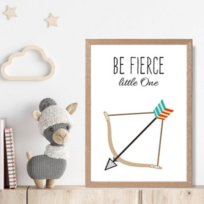 Artze Wall Art Be Fierce Arrow Tribal Quote Framed Print Size: A4 With Oak Frame from B&Q
