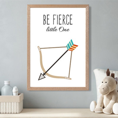 Artze Wall Art Be Fierce Arrow Tribal Quote Framed Print Size: A3 With Oak Frame from B&Q