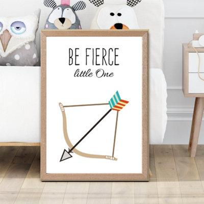 Artze Wall Art Be Fierce Arrow Tribal Quote Framed Print Size: A2 With Oak Frame from B&Q