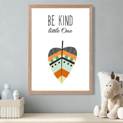 Artze Wall Art Be Kind Leaf Tribal Quote Framed Print Size: A3 With Oak Frame from B&Q