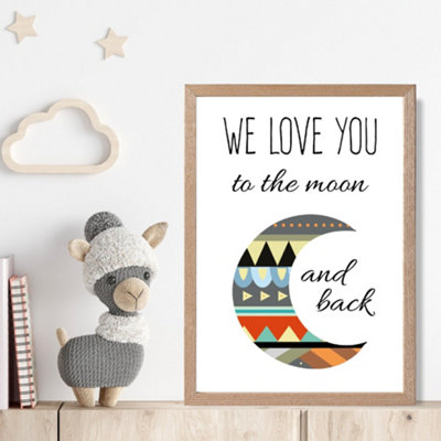 Artze Wall Art Love You To The Moon Tribal Quote Framed Print Size: A4 With Oak Frame from B&Q