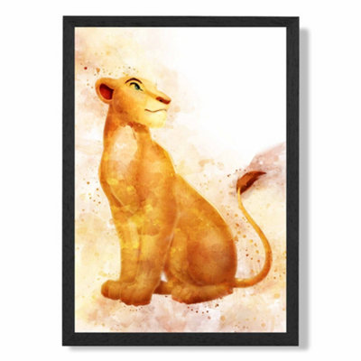 Artze Wall Art Nala Watercolour Lion King Art Print With Black Frame Size: A4 from B&Q