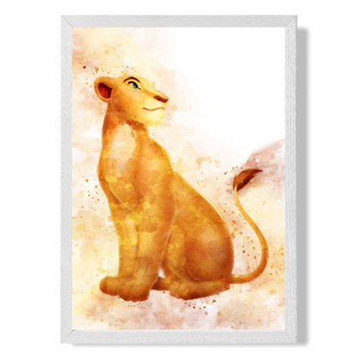Artze Wall Art Nala Watercolour Lion King Art Print With White Frame Size: A4 from B&Q