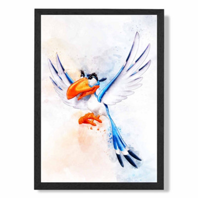 Artze Wall Art Zazu Watercolour Lion King Art Print With Black Frame Size: A4