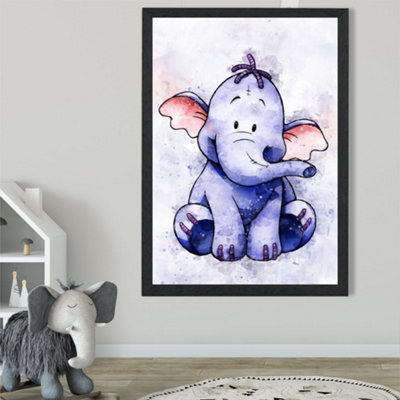 Artze Wall Art Heffalump Watercolour Winnie The Pooh  Art Print With Black Frame Size: A2 from B&Q