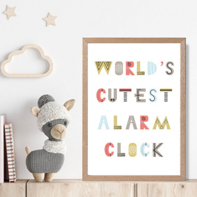 Artze Wall Art Cutest Alarm Clock Scandi Quote Framed Print Size: A4 With Oak Frame from B&Q