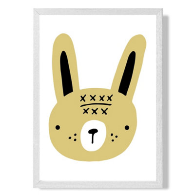 Artze Wall Art Cute Yellow Rabbit Scandi Animal Art Print With White Frame Size: A4 from B&Q
