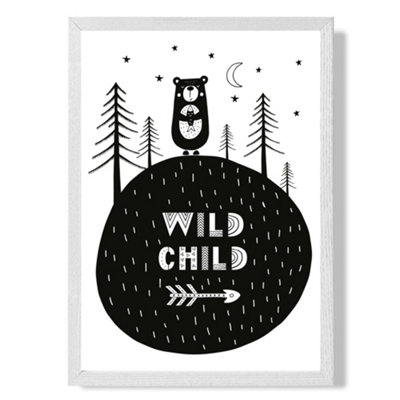 Artze Wall Art Cute Wild And Free Scandi Quote Art Print With White Frame Size: A4 from B&Q