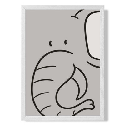 Artze Wall Art Cute Cartoon Style Elephant Art Print With White Frame Size: A4 from B&Q