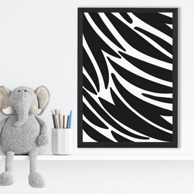 Artze Wall Art Cute Cartoon Style Zebra Print Framed Print Size: A3 With Black Frame from B&Q