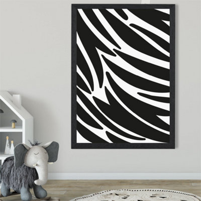 Artze Wall Art Cute Cartoon Style Zebra Print Framed Print Size: A2 With Black Frame from B&Q