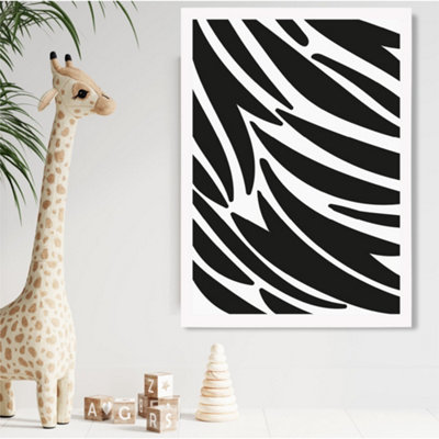 Artze Wall Art Cute Cartoon Style Zebra Print Framed Print Size: A2 With White Frame from B&Q