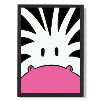 Artze Wall Art Cute Cartoon Style Zebra Face Art Print With Black Frame Size: A4 from B&Q