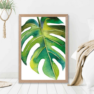 Artze Wall Art Tropical Leaf Abstract Watercolour Botanical Framed Print Size: A2 With Oak Frame from B&Q