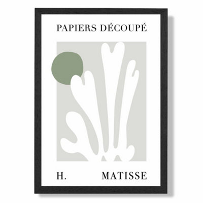 Artze Wall Art Matisse Floral Cutout Sage Green  Art Print With Black Frame Size: A4 from B&Q