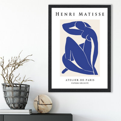 Artze Wall Art Matisse Nude Blue And Beige Exhibition Framed Print Size: A3 With Black Frame from B&Q