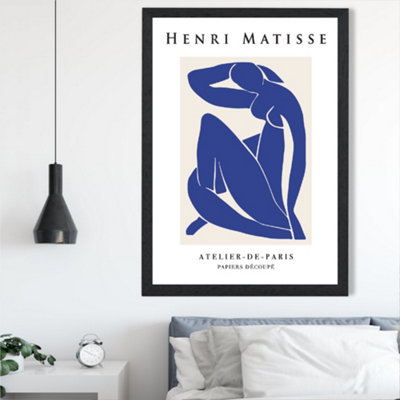 Artze Wall Art Matisse Nude Blue And Beige Exhibition Framed Print Size: A2 With Black Frame from B&Q